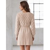 image:imageAllegra K Womens V Neck Hollow Out Pull on Lantern Long Sleeve Mini DressKhaki