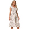 image:imageAllegra K Women Boho Floral Square Collar Short Sleeve Lace Up Midi DressFloral Pink Purple