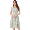 image:imageAllegra K Women Boho Floral Square Collar Short Sleeve Lace Up Midi DressGreen