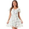 image:imageAllegra K Womens Floral Printed Flutter Short Sleeve V Neck Chiffon DressWhite Purple