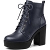 image:imageAllegra K Womens Platform Chunky High Heel Lace Up Combat BootsNavy Blue