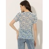 image:imageAllegra K Women Chiffon Floral Button Front Puff Short Sleeves BlouseBlue