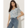 image:imageAllegra K Women Chiffon Floral Button Front Puff Short Sleeves BlouseBlue