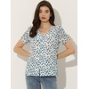 image:imageAllegra K Women Chiffon Floral Button Front Puff Short Sleeves BlouseBlue
