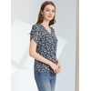 image:imageAllegra K Women Chiffon Floral Button Front Puff Short Sleeves BlouseNavy Blue