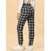 image:imageAllegra K Women High Waisted Plaid Tartan Tapered Tie Sweatpants