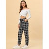 image:imageAllegra K Women High Waisted Plaid Tartan Tapered Tie Sweatpants