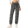 image:imageAllegra K Women High Waisted Plaid Tartan Tapered Tie Sweatpants