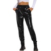image:imageAllegra K Women Metallic Shiny Sparkle Elastic Waist Party TrousersBlack
