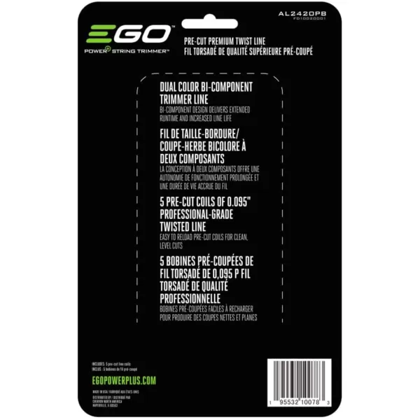 EGO AL2420PB Pre-Cut Premium Twist Line for String Trimmer, Green)