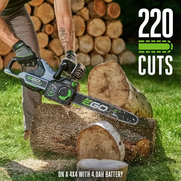 EGO Power+ CS1613 16-Inch 56-Volt Lithium-ion Cordless Chainsaw with 4.0Ah battery and charger included