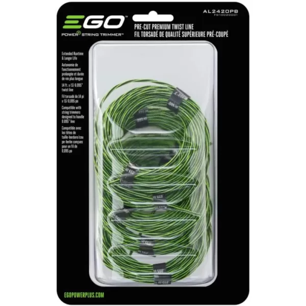 EGO AL2420PB Pre-Cut Premium Twist Line for String Trimmer, Green)