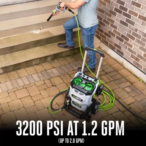 imageEGO Power HPW32042 3200 PSI 56Volt Lithiumion Cordless Pressure Washer with 2 60Ah Batteries and 320W Charger IncludedGray