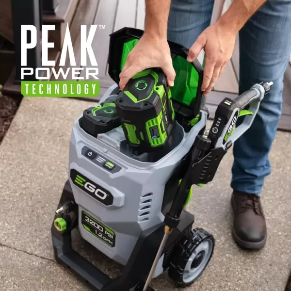 imageEGO Power HPW32042 3200 PSI 56Volt Lithiumion Cordless Pressure Washer with 2 60Ah Batteries and 320W Charger IncludedGray