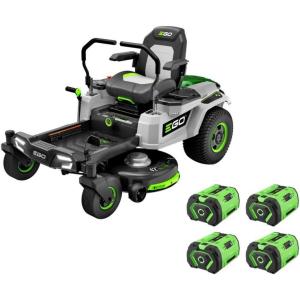 imageEGO Power ZT4205S 42Inch 56Volt Lithiumion Cordless Zero Turn Radius Mower with eSteer Technology with 4 120Ah Batteries and Charger Included42 w10Ah Batteries