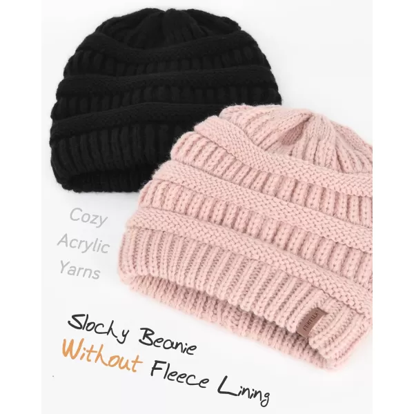 FURTALK Knit Beanie Hats for Women Men Fleece Lined Ski Skull Cap Slouchy Winter Hat 2PCS