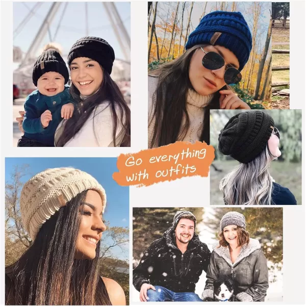 FURTALK Knit Beanie Hats for Women Men Fleece Lined Ski Skull Cap Slouchy Winter Hat 2PCS