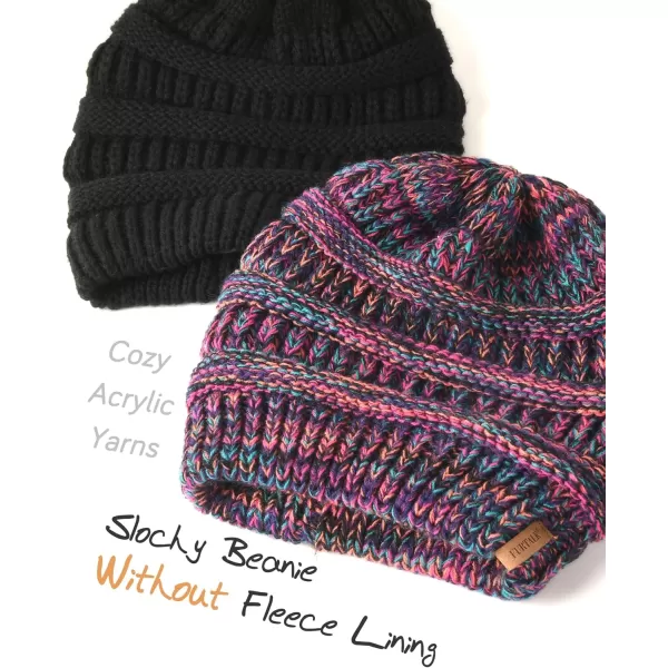 FURTALK Knit Beanie Hats for Women Men Fleece Lined Ski Skull Cap Slouchy Winter Hat 2PCS