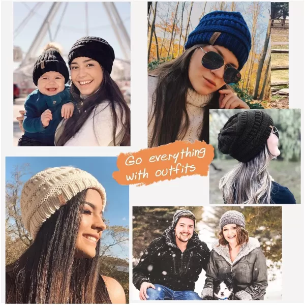 FURTALK Knit Beanie Hats for Women Men Fleece Lined Ski Skull Cap Slouchy Winter Hat 2PCS