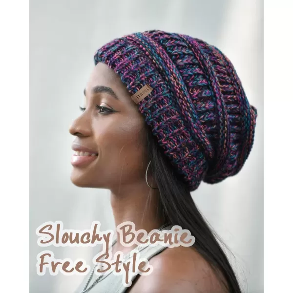 FURTALK Knit Beanie Hats for Women Men Fleece Lined Ski Skull Cap Slouchy Winter Hat 2PCS