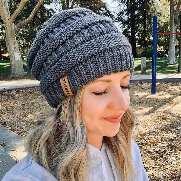 FURTALK Knit Beanie Hats for Women Men Fleece Lined Ski Skull Cap Slouchy Winter Hat 2PCS