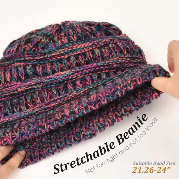 FURTALK Knit Beanie Hats for Women Men Fleece Lined Ski Skull Cap Slouchy Winter Hat 2PCS