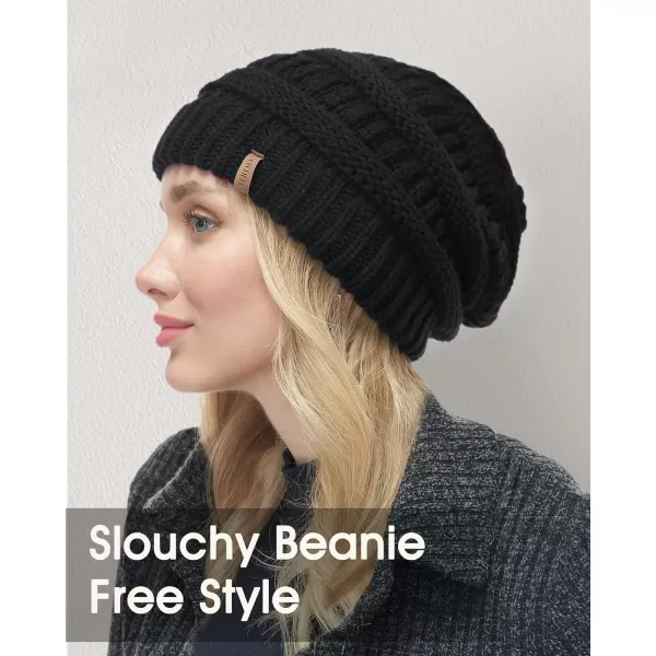 FURTALK Knit Beanie Hats for Women Men Fleece Lined Ski Skull Cap Slouchy Winter Hat 2PCS