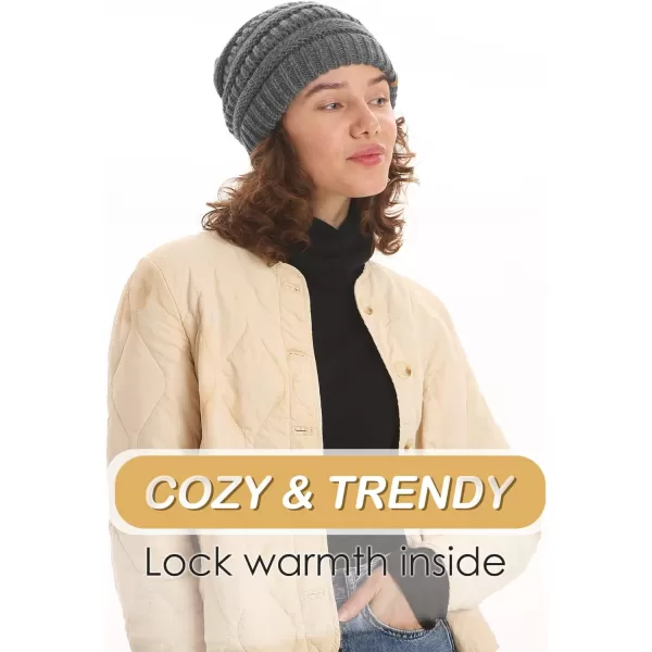 FURTALK Knit Beanie Hats for Women Men Fleece Lined Ski Skull Cap Slouchy Winter Hat 2PCS