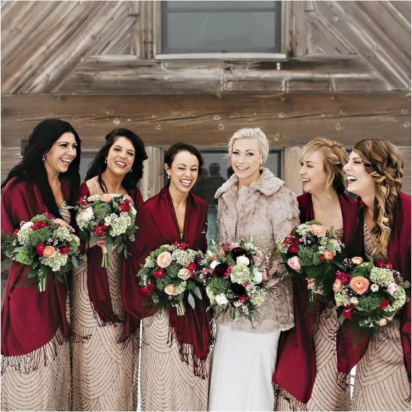 Women's Pashmina Shawls and Wraps for Wedding Evening Dress Favors Bride Bridesmaid Shawl Gifts