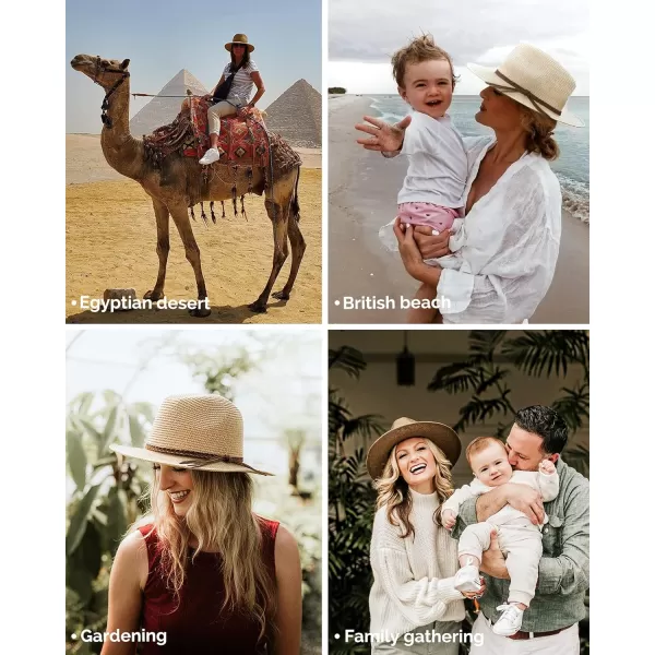 FURTALK Sun Hats for Women Summer Wide Brim UV UPF 50+ Panama Fedora Foldable Packable Straw Beach Hat