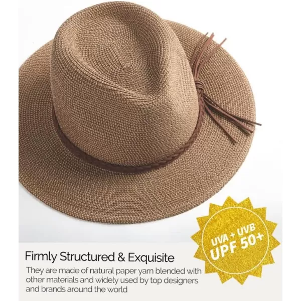 FURTALK Sun Hats for Women Summer Wide Brim UV UPF 50+ Panama Fedora Foldable Packable Straw Beach Hat