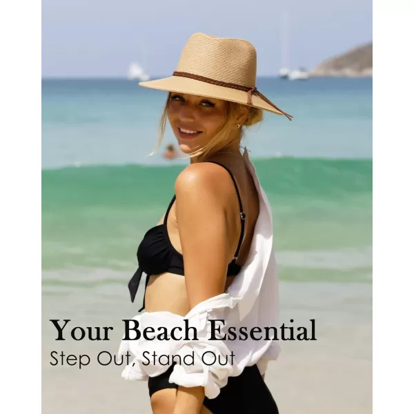 FURTALK Sun Hats for Women Summer Wide Brim UV UPF 50+ Panama Fedora Foldable Packable Straw Beach Hat