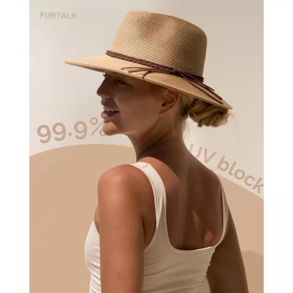 FURTALK Sun Hats for Women Summer Wide Brim UV UPF 50+ Panama Fedora Foldable Packable Straw Beach Hat