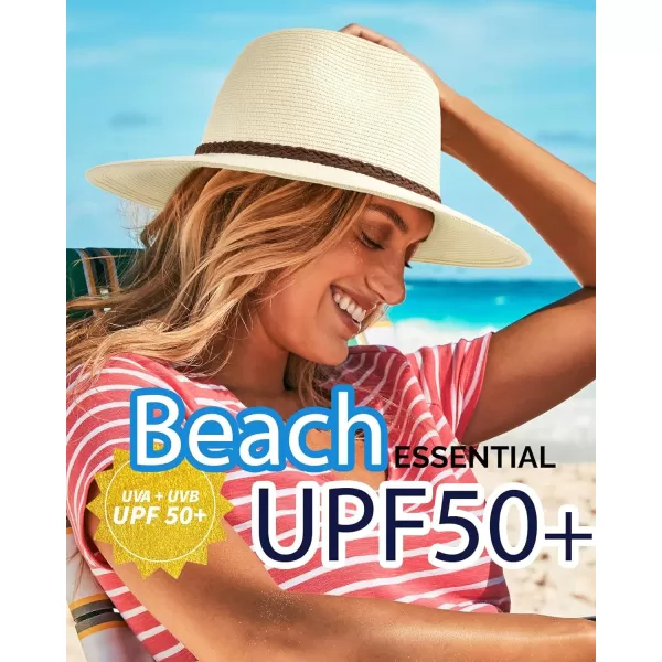 FURTALK Sun Hats for Women Summer Wide Brim UV UPF 50+ Panama Fedora Foldable Packable Straw Beach Hat