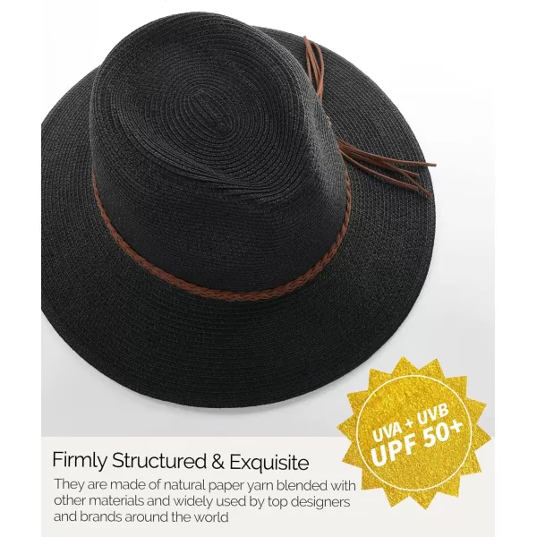 FURTALK Sun Hats for Women Summer Wide Brim UV UPF 50+ Panama Fedora Foldable Packable Straw Beach Hat