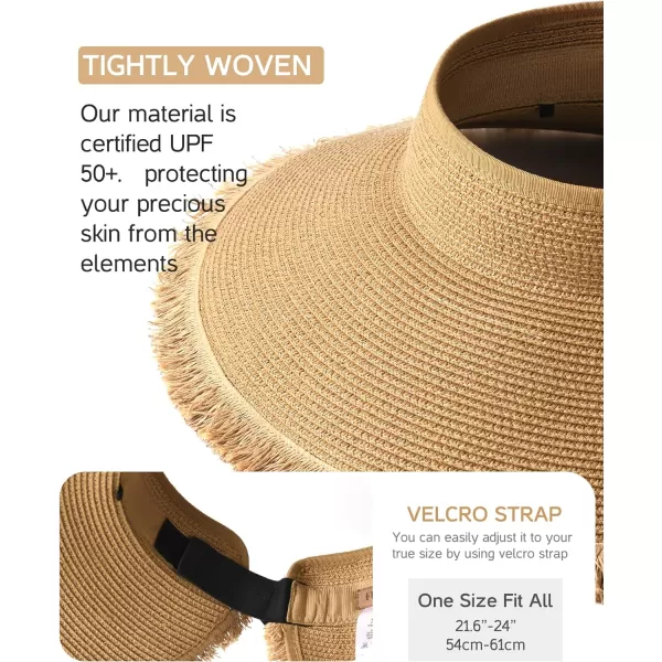 FURTALK Sun Visor Hats for Women Wide Brim Straw Roll-Up Ponytail Summer Beach Hat UV UPF Packable Foldable Travel