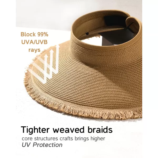 FURTALK Sun Visor Hats for Women Wide Brim Straw Roll-Up Ponytail Summer Beach Hat UV UPF Packable Foldable Travel