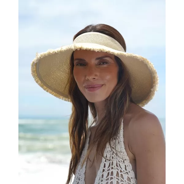 FURTALK Sun Visor Hats for Women Wide Brim Straw Roll-Up Ponytail Summer Beach Hat UV UPF Packable Foldable Travel