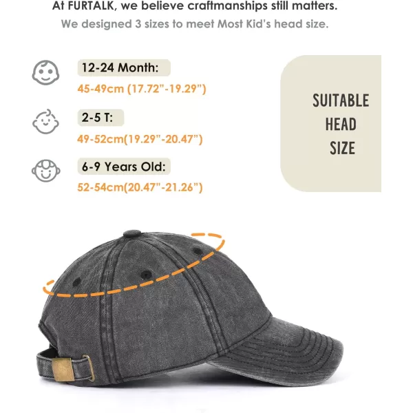 FURTALK Toddler Baseball Hat Kids Boys Girls Adjustable Washed Cotton Baseball Cap with Ponytail