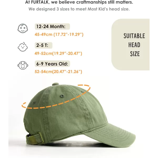 FURTALK Toddler Baseball Hat Kids Boys Girls Adjustable Washed Cotton Baseball Cap with Ponytail