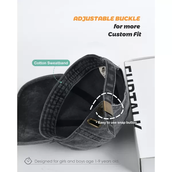 FURTALK Toddler Baseball Hat Kids Boys Girls Adjustable Washed Cotton Baseball Cap with Ponytail