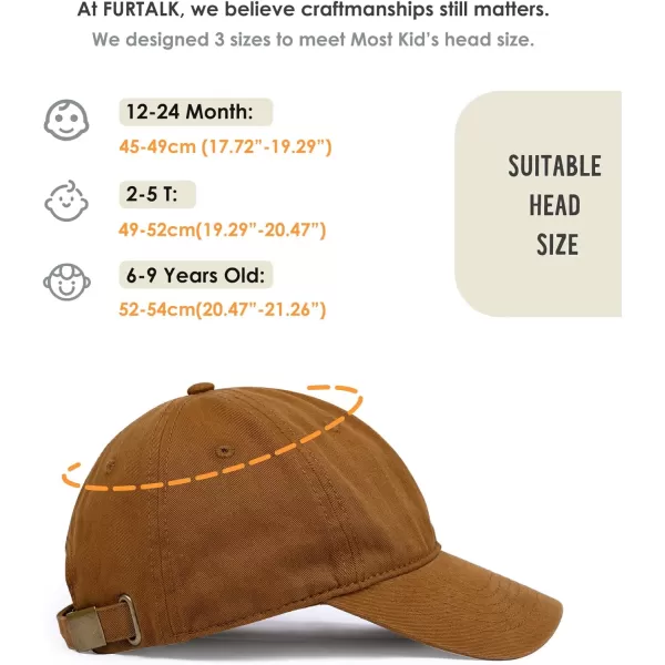 FURTALK Toddler Baseball Hat Kids Boys Girls Adjustable Washed Cotton Baseball Cap with Ponytail