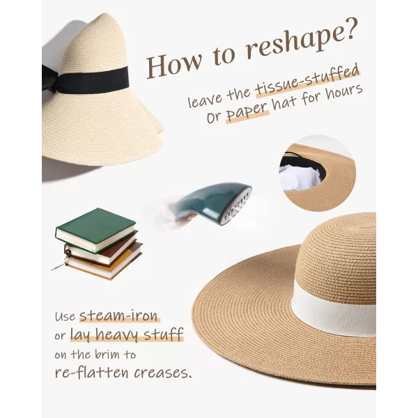 FURTALK Womens Sun Straw Hat Wide Brim UPF 50 Summer Hat Foldable Roll up Floppy Beach Hats for Women