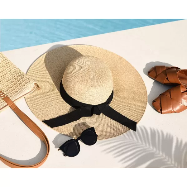 FURTALK Womens Sun Straw Hat Wide Brim UPF 50 Summer Hat Foldable Roll up Floppy Beach Hats for Women