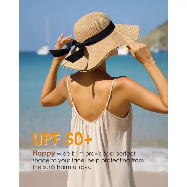 FURTALK Womens Sun Straw Hat Wide Brim UPF 50 Summer Hat Foldable Roll up Floppy Beach Hats for Women
