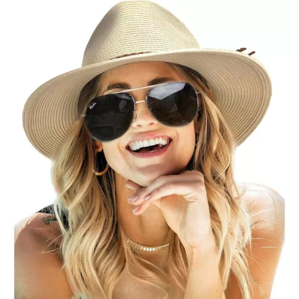FURTALK Sun Hats for Women Summer Wide Brim UV UPF 50+ Panama Fedora Foldable Packable Straw Beach Hat