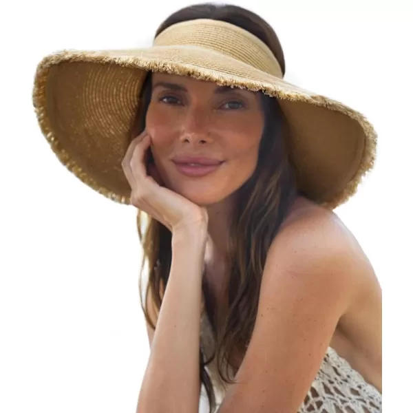 FURTALK Sun Visor Hats for Women Wide Brim Straw Roll-Up Ponytail Summer Beach Hat UV UPF Packable Foldable Travel