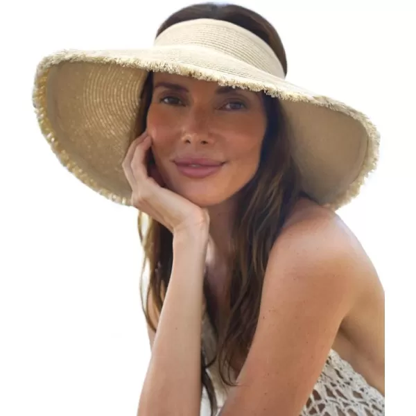 FURTALK Sun Visor Hats for Women Wide Brim Straw Roll-Up Ponytail Summer Beach Hat UV UPF Packable Foldable Travel