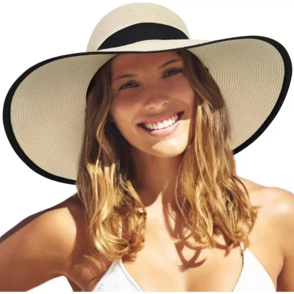 FURTALK Womens Sun Straw Hat Wide Brim UPF 50 Summer Hat Foldable Roll up Floppy Beach Hats for Women