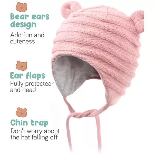 FURTALK Baby Beanie Winter Hat with Bear Ear for Toddler Boys Girls Cotton Lining Knitted Hat Cap